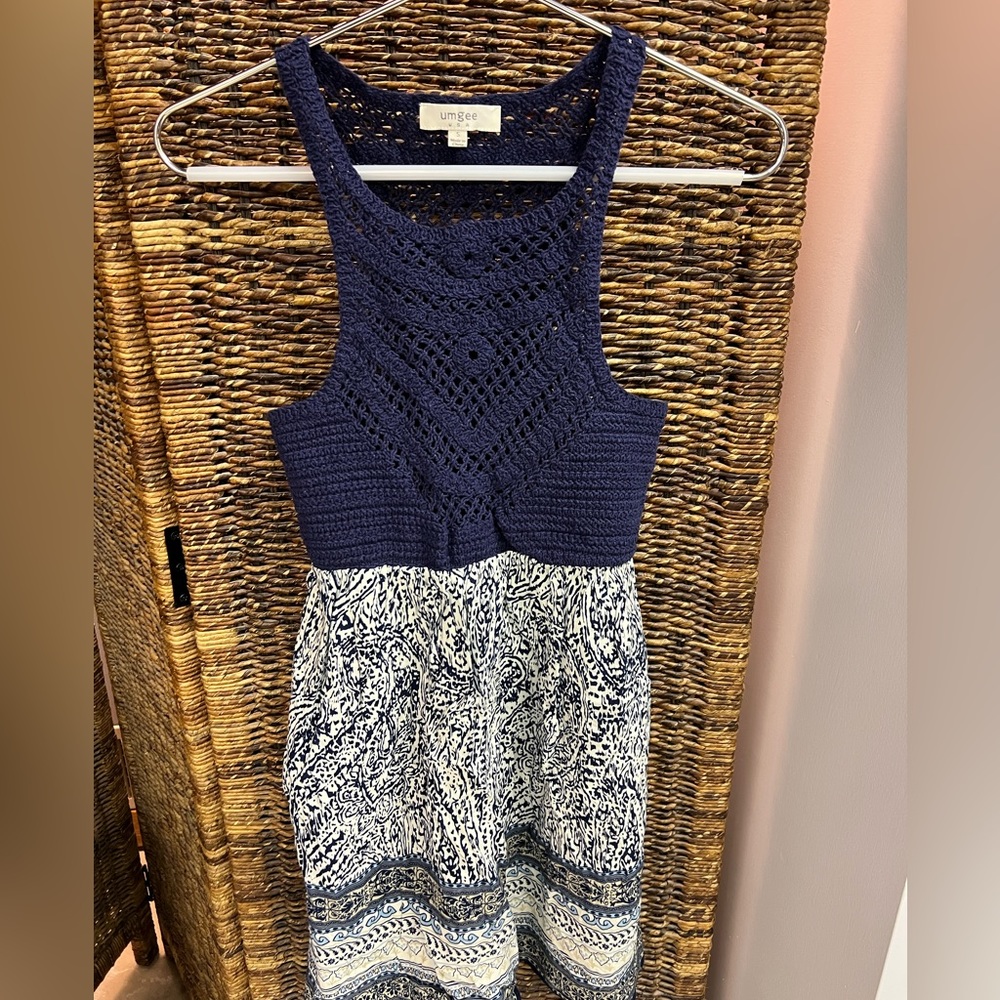 Umgee- Shirt- Macramé Navy - Bottom fabric, Size: Small, Pre-Owned